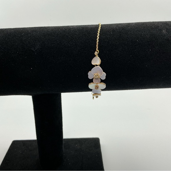 Kate Spade New York Flower Charm Bracelet Mother of Pearl Gold Tone NWT - Picture 2 of 7